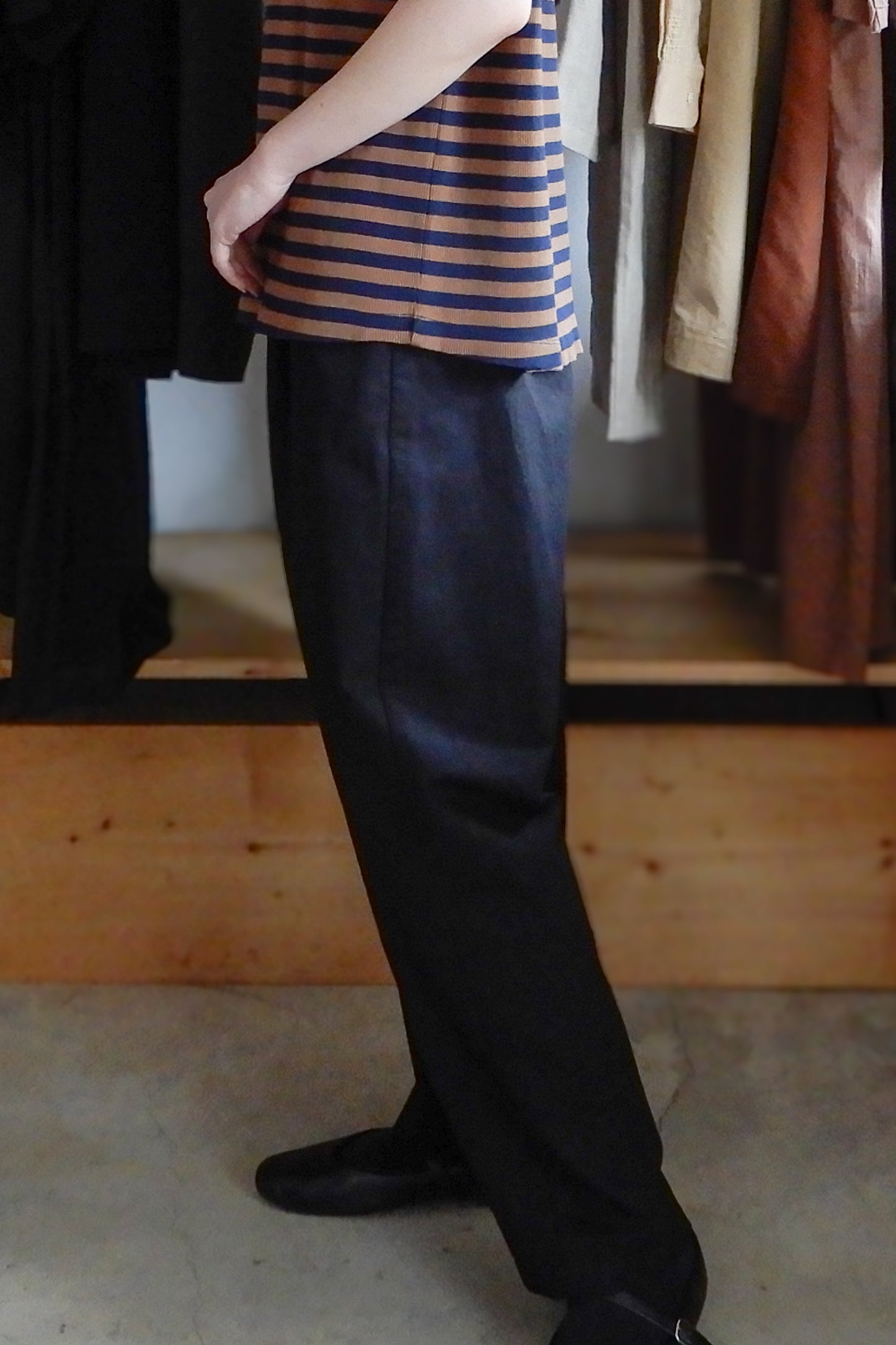 コットンリネンツイルパンツ Black