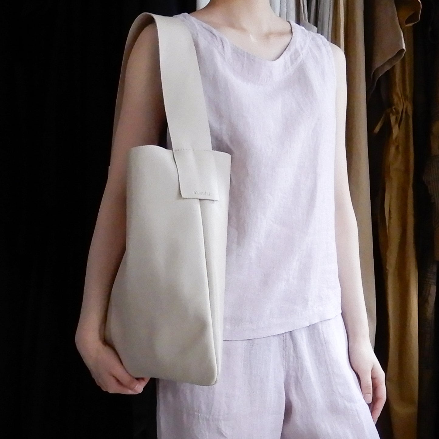リネンボートネックスリーブレスプルオーバー Pink