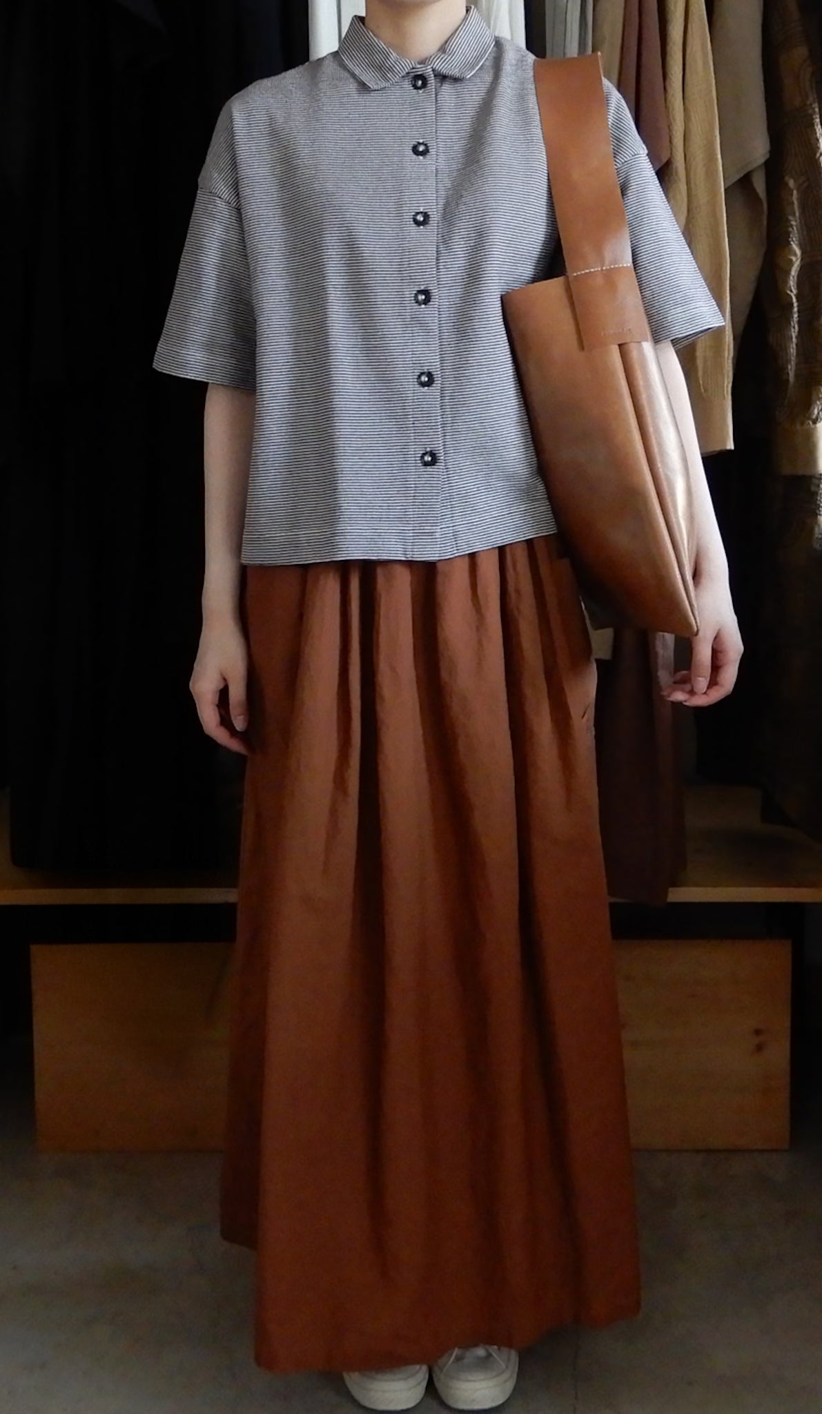 コットン鹿子ショートスリーブカーディガン Brown