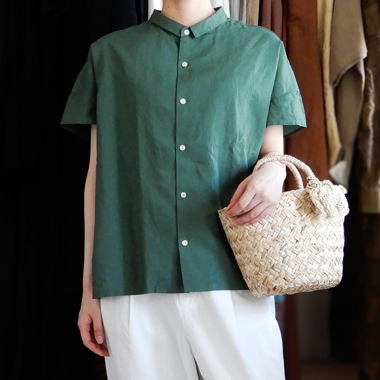 オーガニックコットンプチカラーシャツ Green