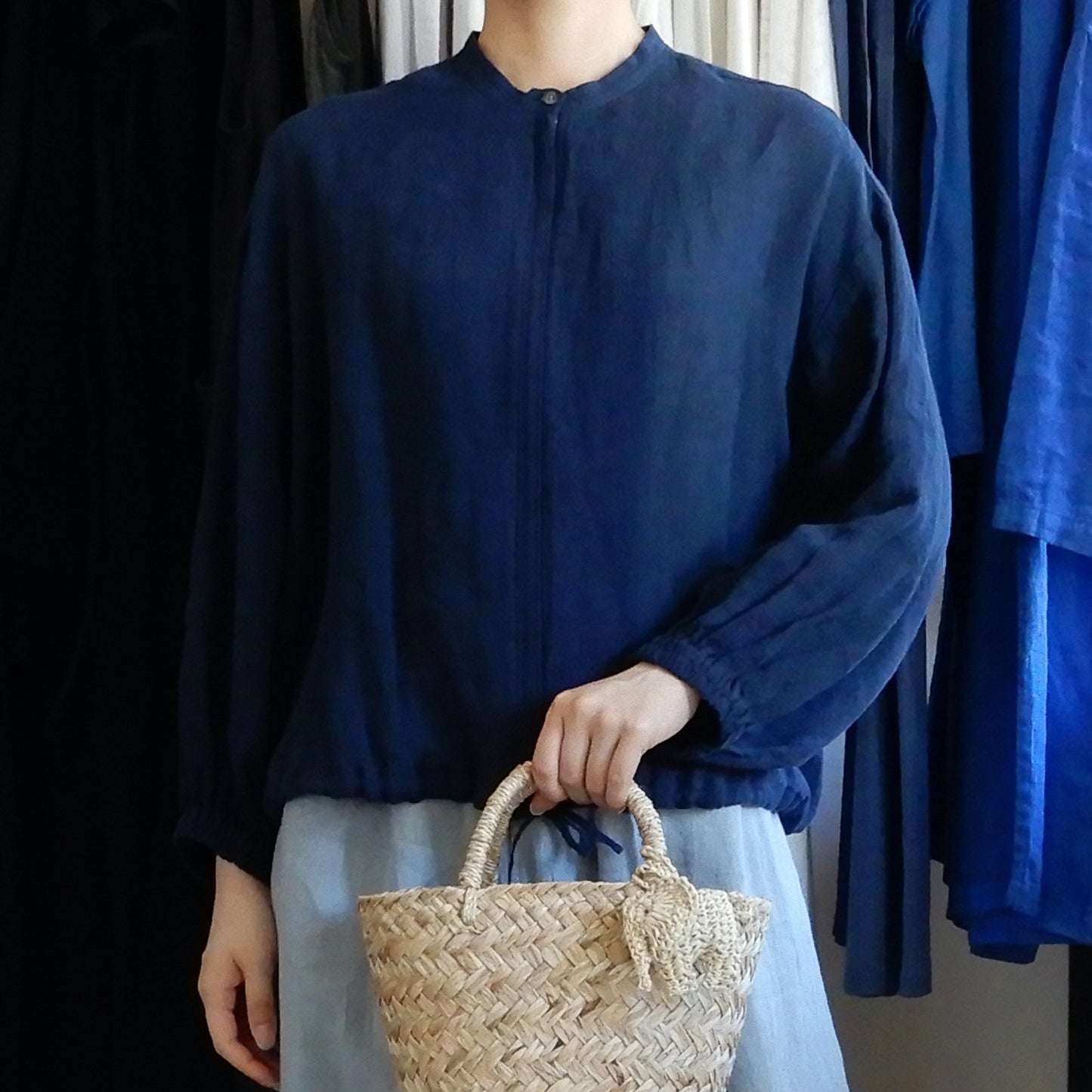 リネンジップアップジャケット Navy