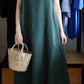 リネンスリーブレスロングワンピース Green