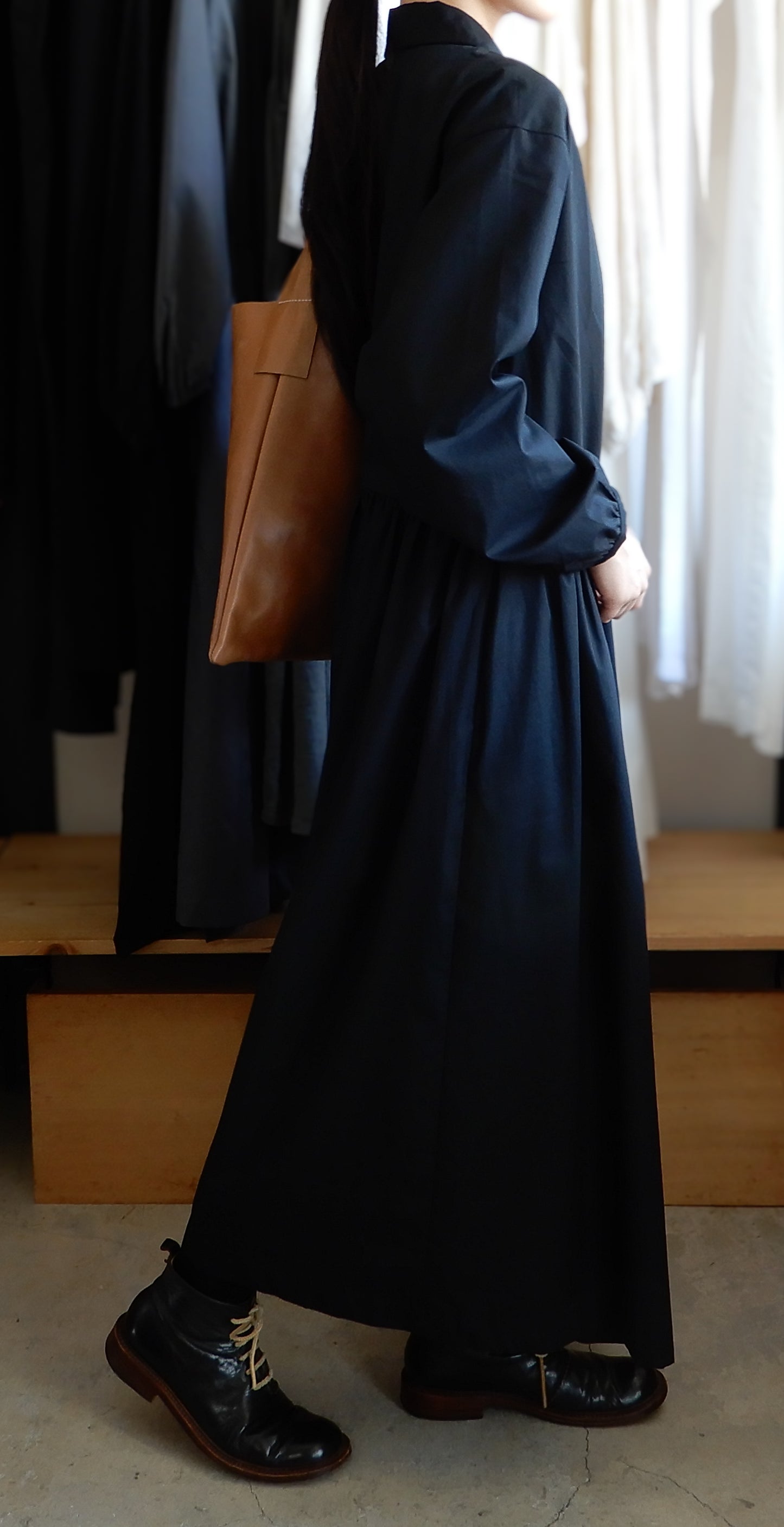 ショールカラーカシュクールワンピース Black