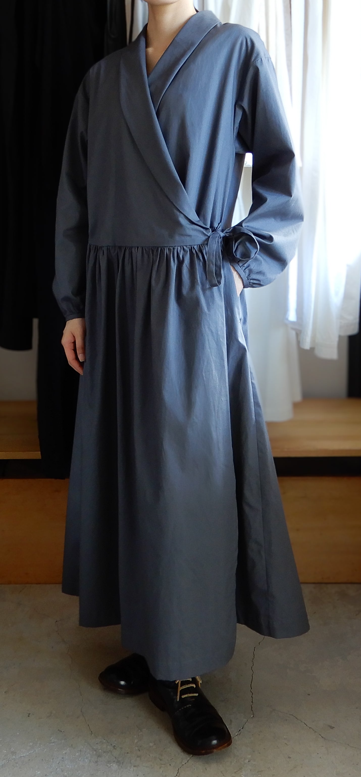 ショールカラーカシュクールワンピース Charcoal Gray
