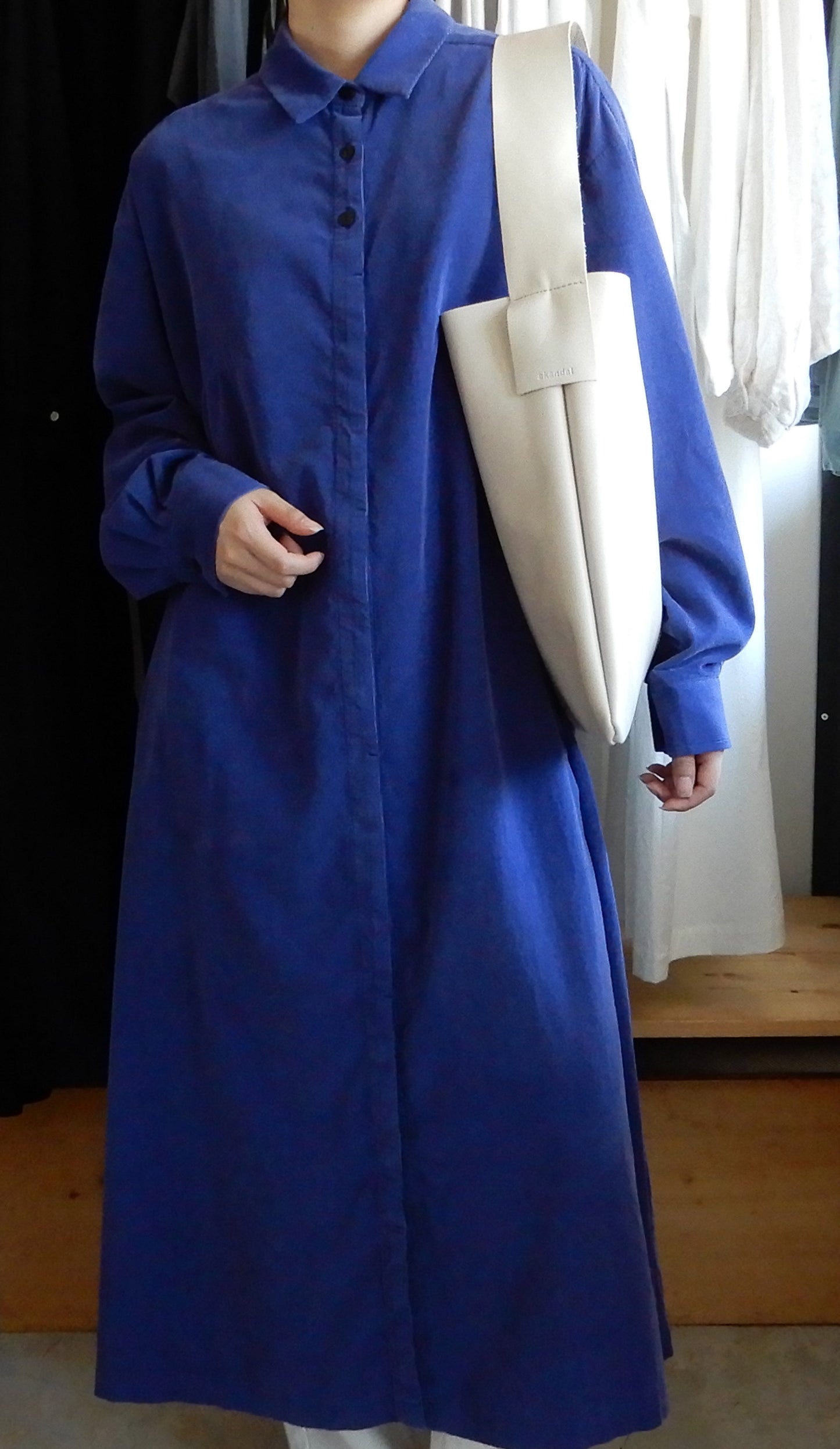 コットンコーデュロイシャツワンピース Navy
