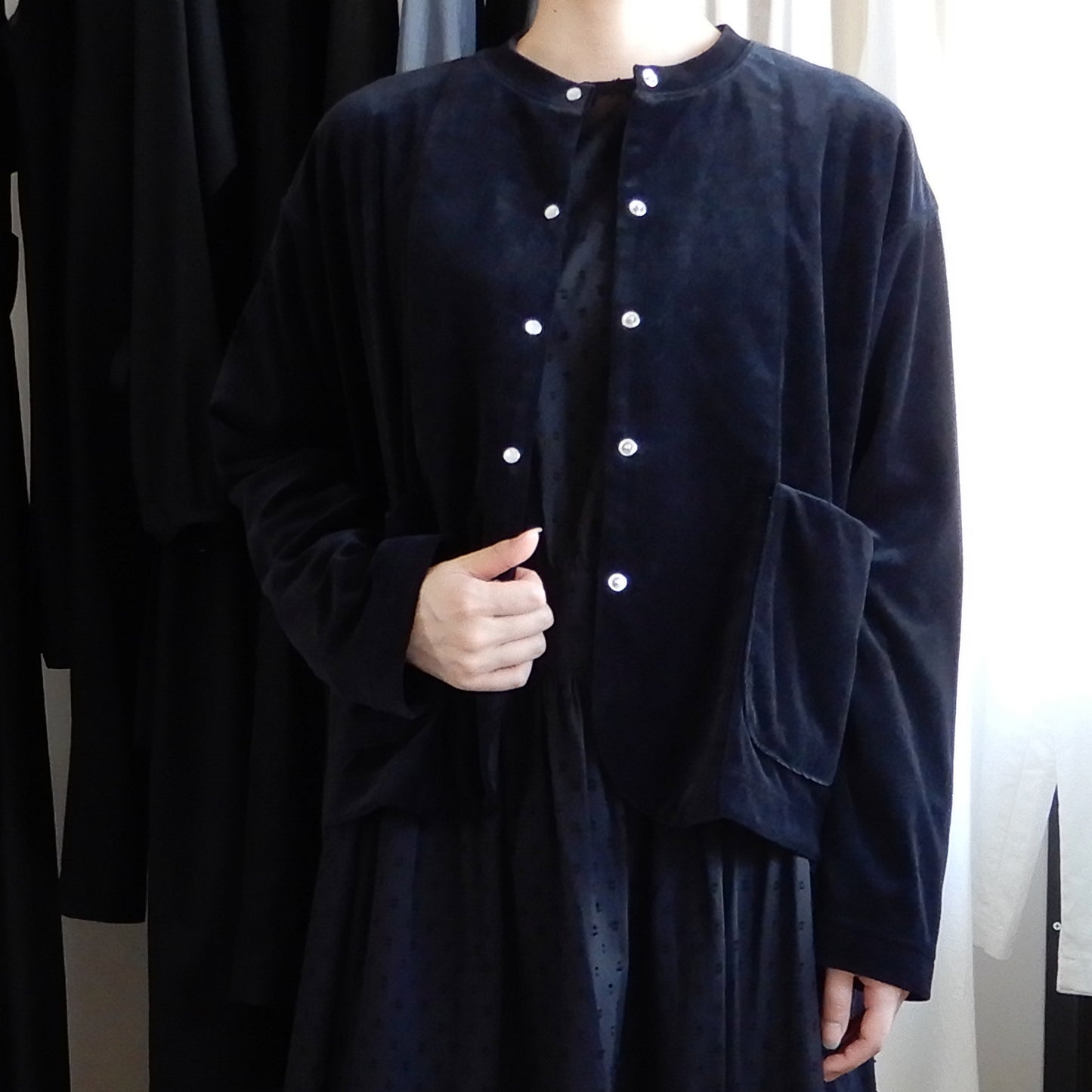 コットンベロアスナップジャケット Black