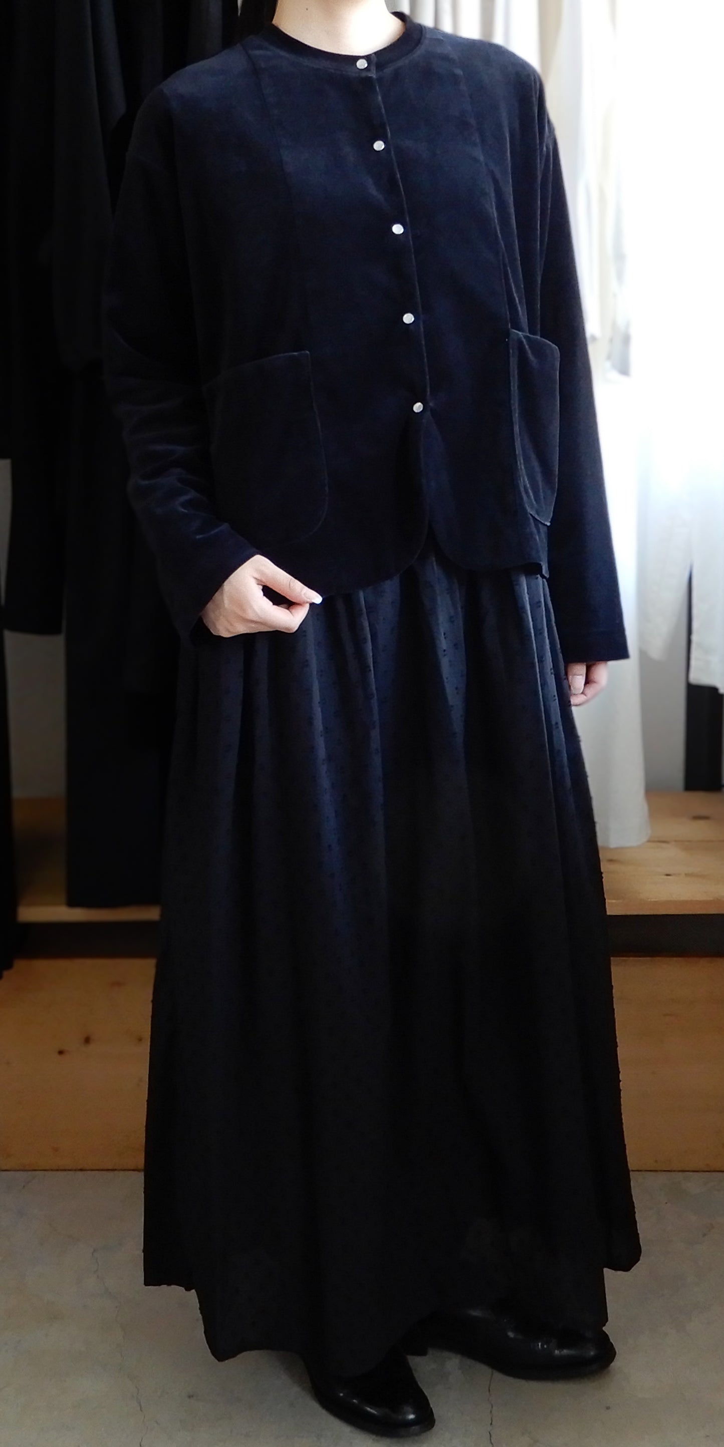 コットンベロアスナップジャケット Black