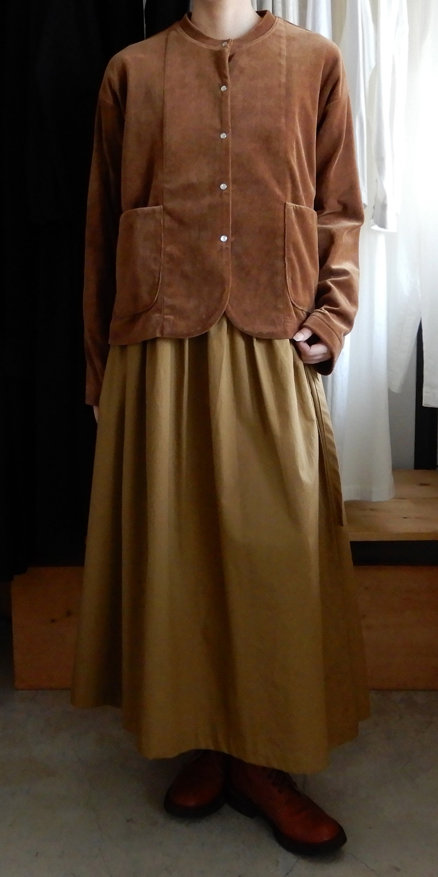 コットンベロアスナップジャケット Brown