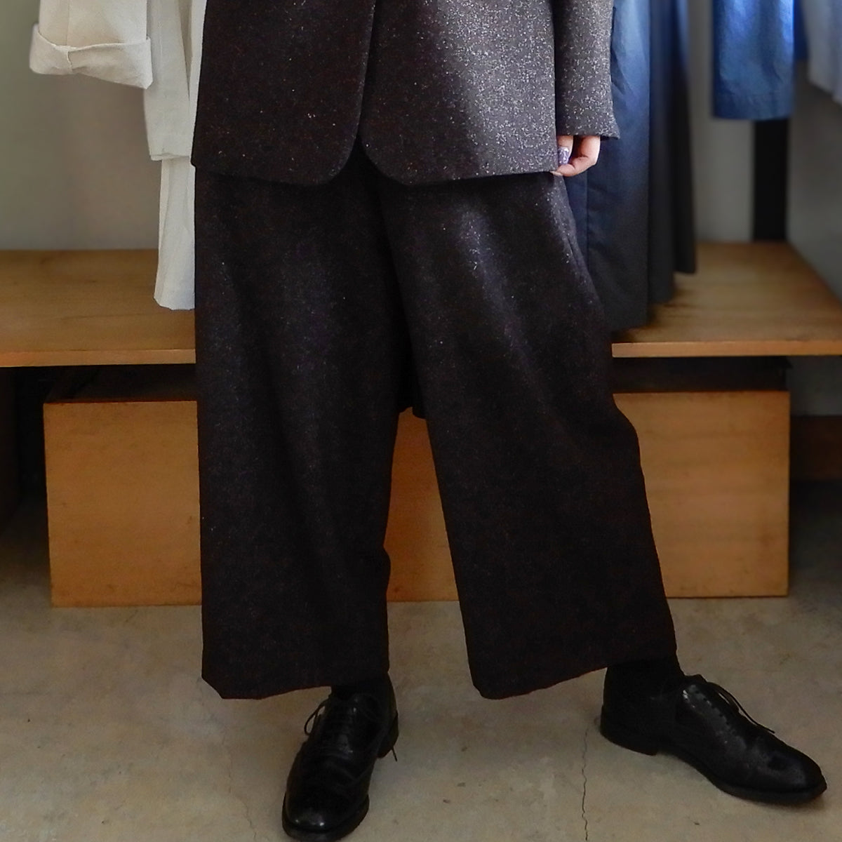 シルクネップホームスパンアンクルパンツ Dark Brown