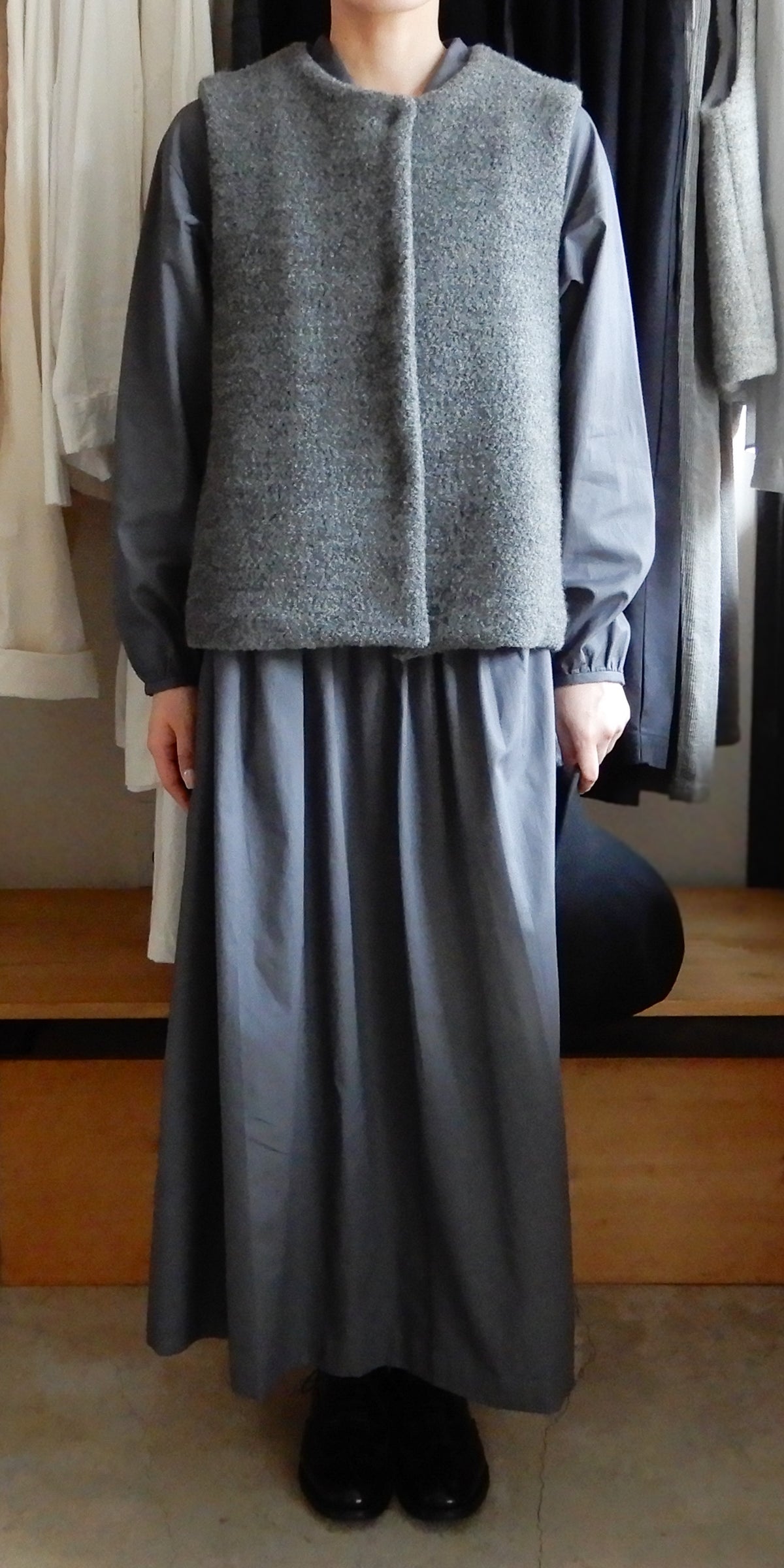 ブリティッシュウールコットンクルーベスト Charcoal Gray