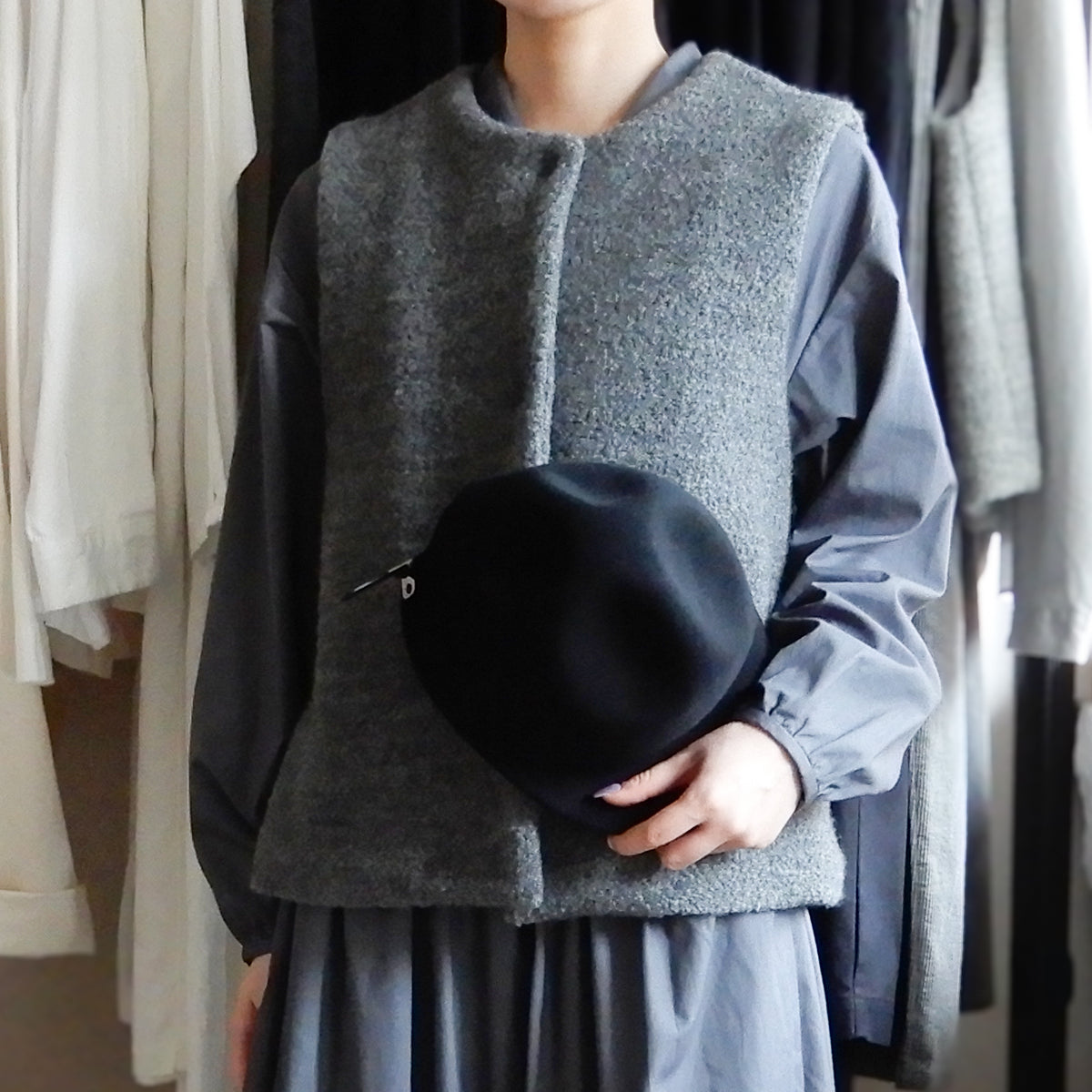 ブリティッシュウールコットンクルーベスト Charcoal Gray