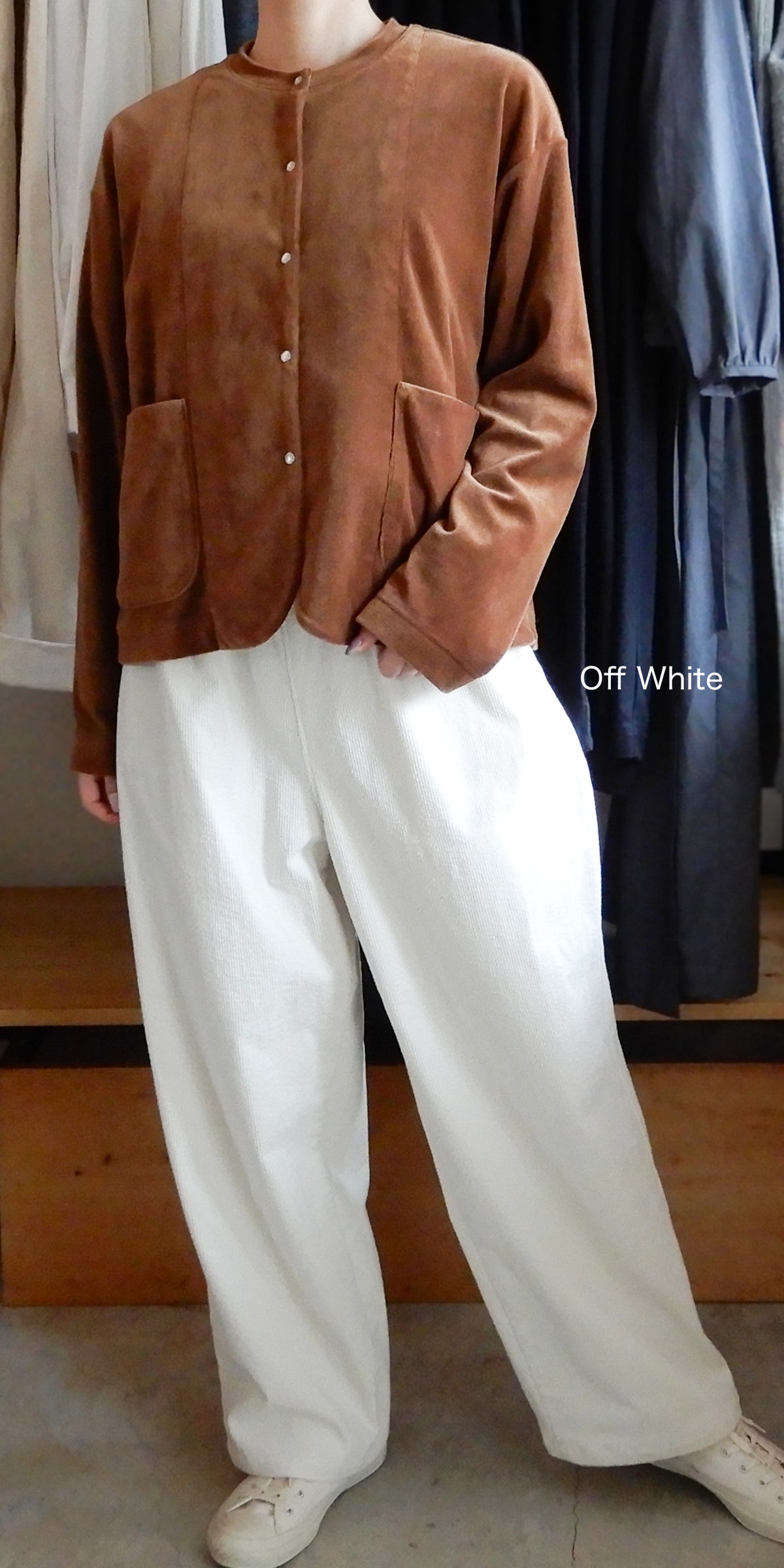 [Unused] Cotton Corduroy Stretch Pants Off White