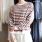 コットンボーダクルーネックプルオーバー Black × Off White