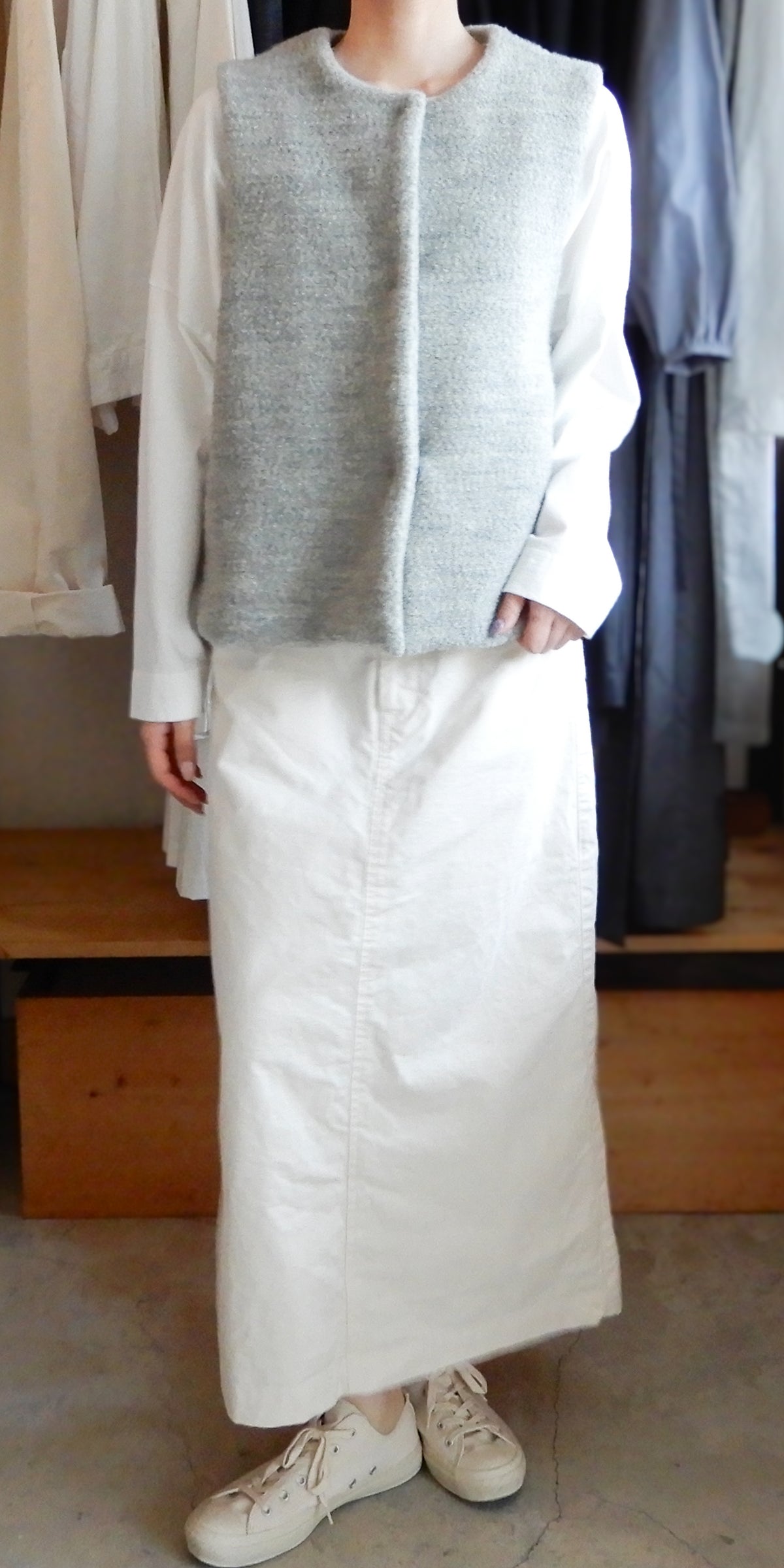 コットンタイトロングスカート Gray