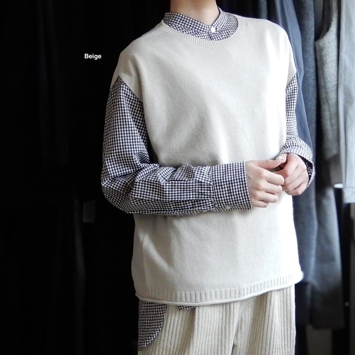 ウールバックスリットベスト Black