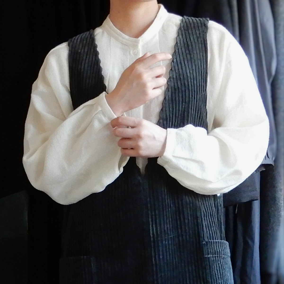 リネンウールパフスリーブブラウス Off White