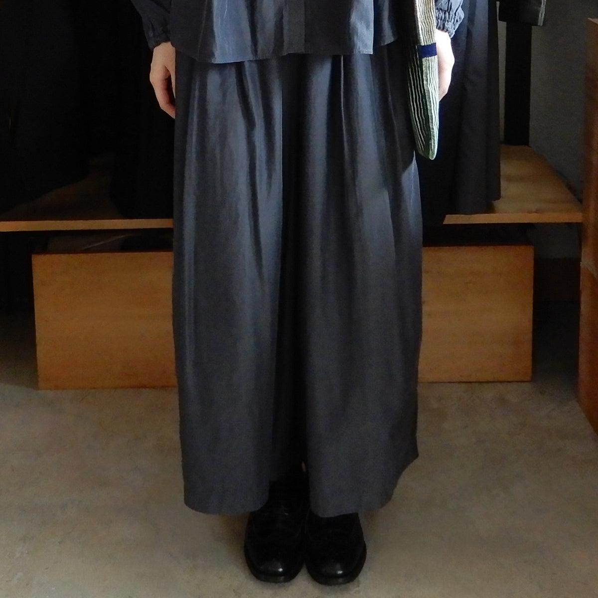 キュプラコットンキュロットパンツ Charcoal Grey