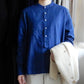 バンドカラースナップボタンシャツ Blue