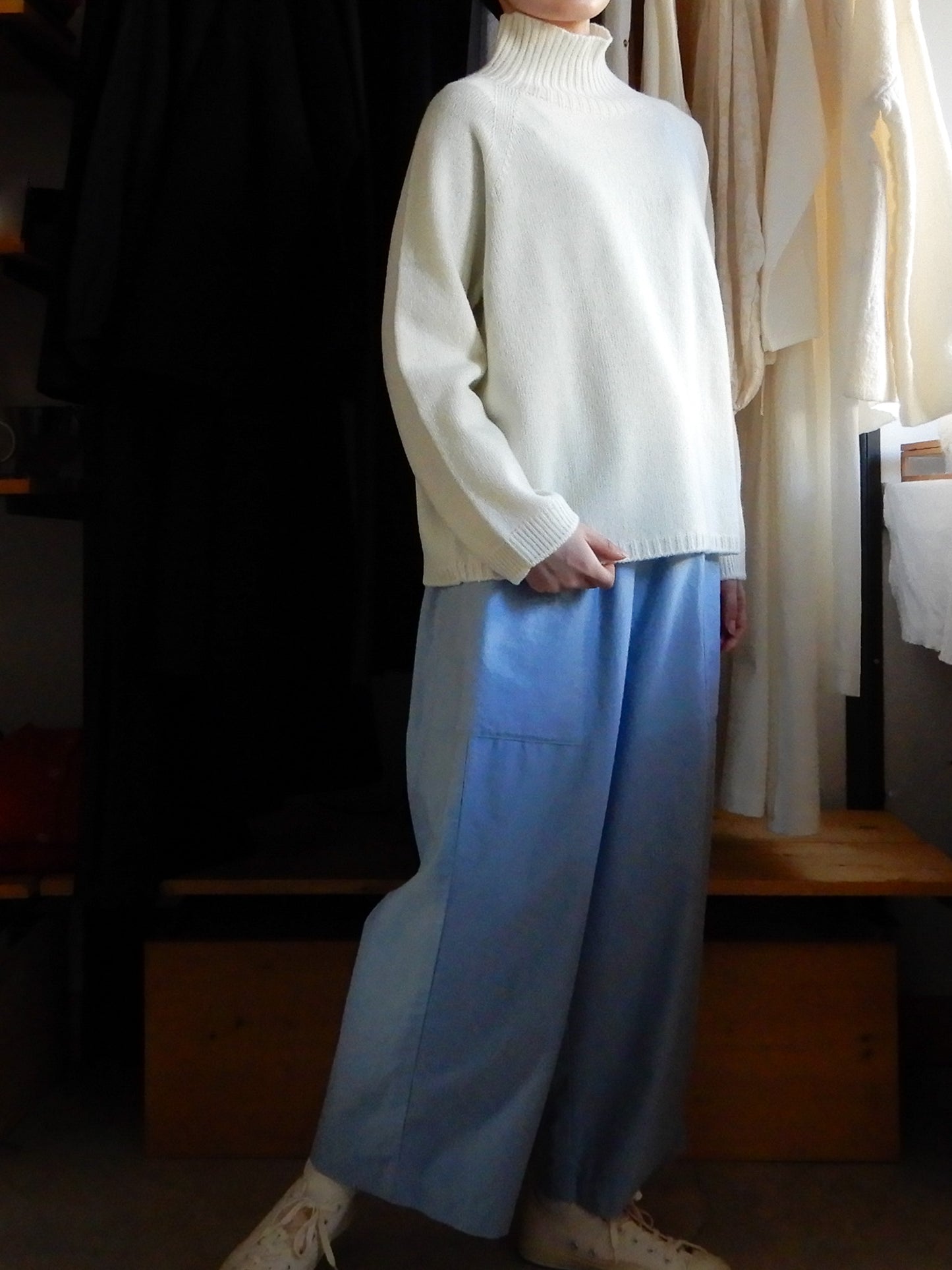 コットンサイドポケットパンツ Sax