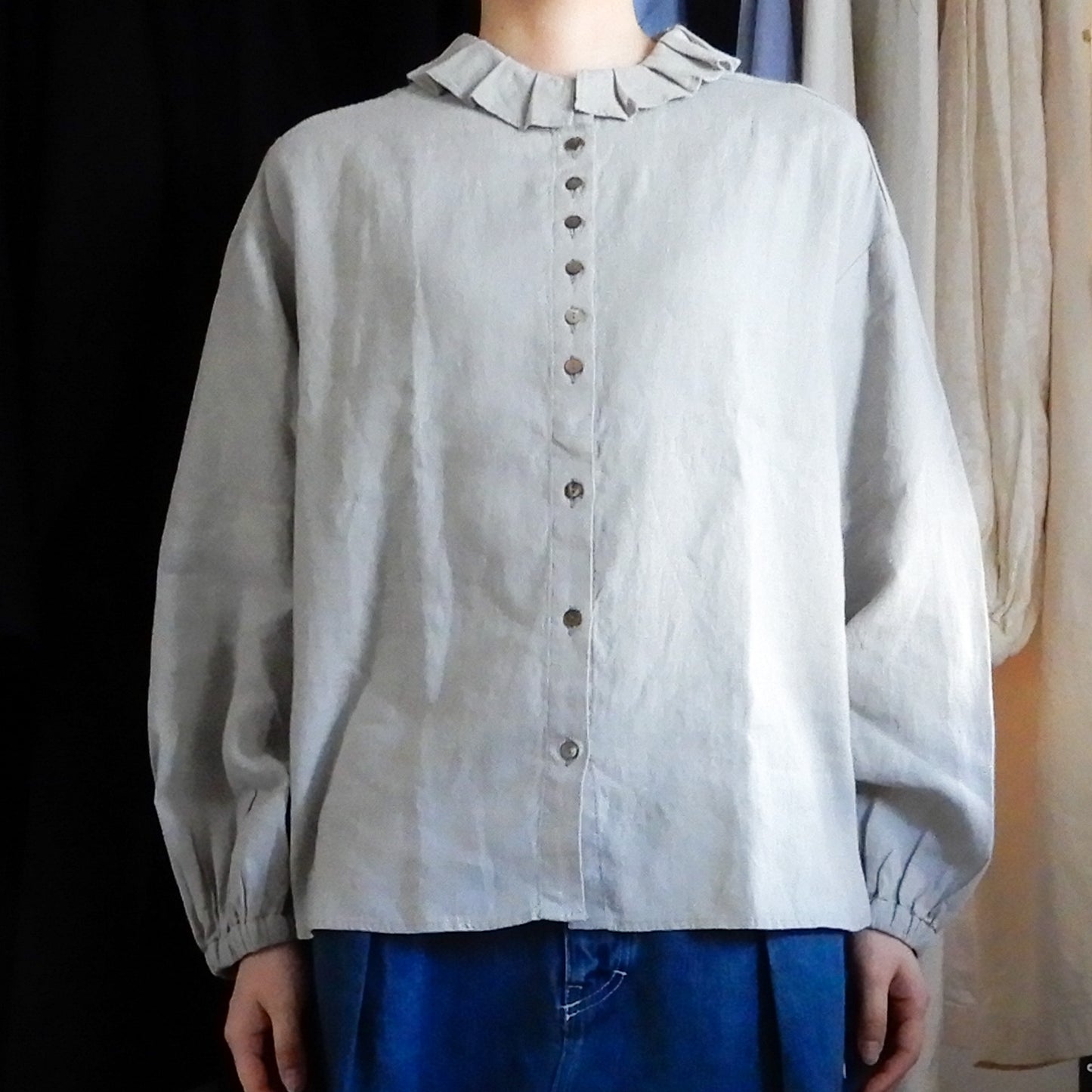 リネンタックカラーブラウス Light Gray