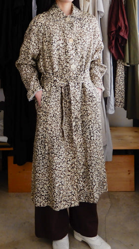 リネンフラワープリントコート Brown