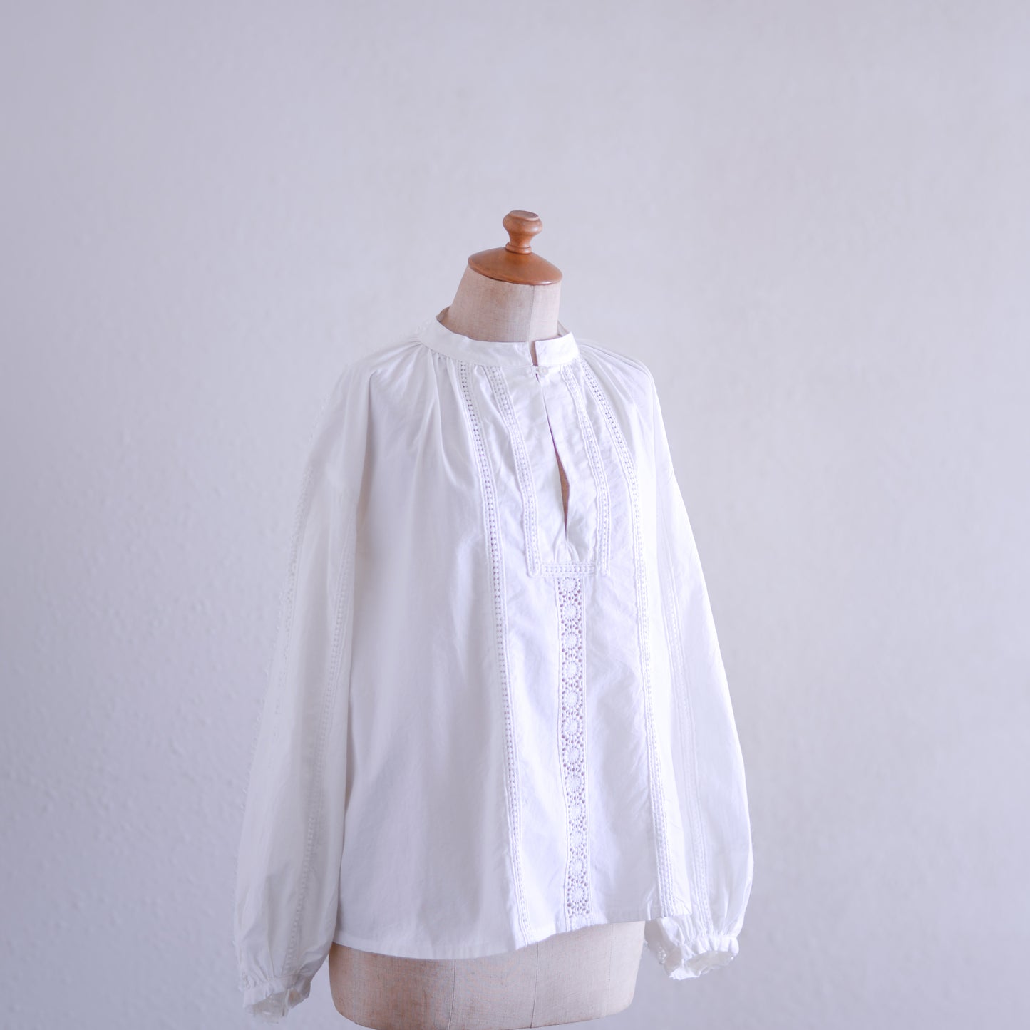 コットンスタンドレースブラウス Off White