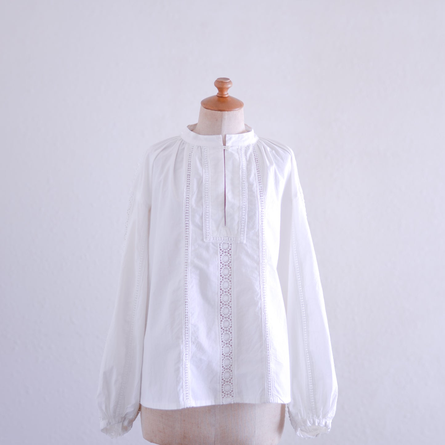 コットンスタンドレースブラウス Off White