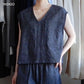 Linen cotton denim vest, Natural